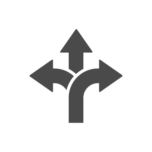 three way direction arrow
